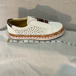 BOHO White Leather upper Slip on sneakers  WITH Cork Detailing, pic for size, A+